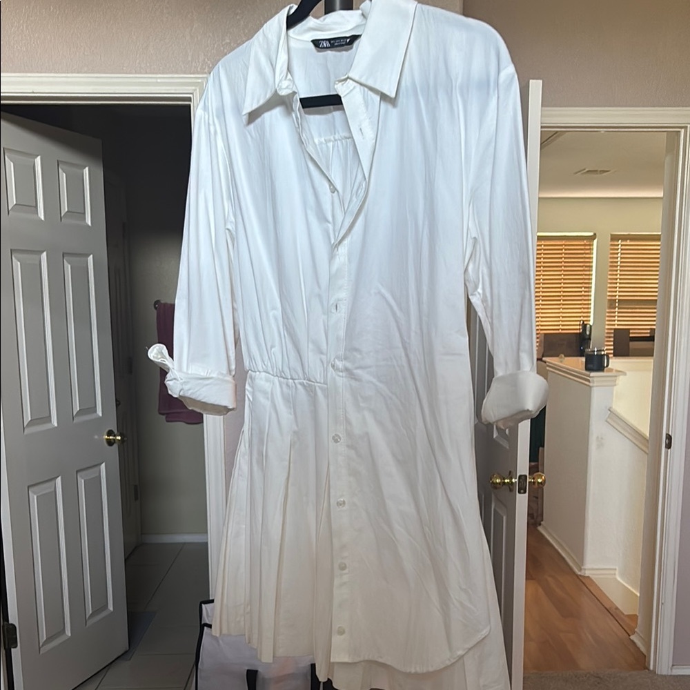 Zara White Long Sleeve Dress